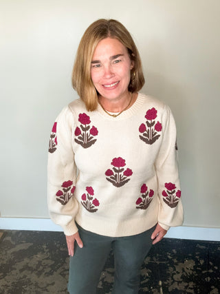 Ecru Floral Sweater