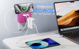 Charging Outlet with Shelf – 3 AC, 2xUSB-C & 1xUSB-A Ports