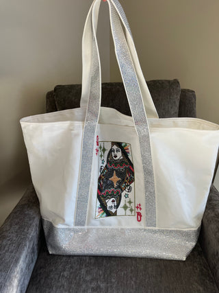 QUEEN OF SPARKLES Rhinestone Queen Tote Bag