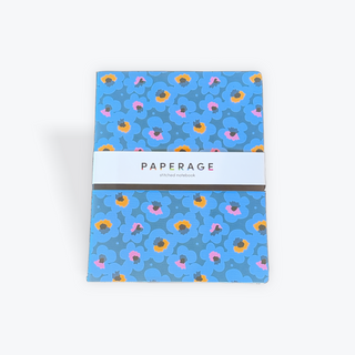 Stitched Notebook - Navy/Floral Dot