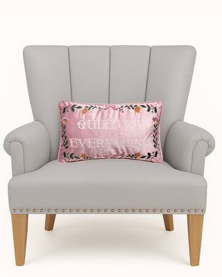 Queen Of Everything Embroidered Pillow