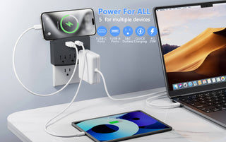 Charging Outlet with Shelf – 3 AC, 2xUSB-C & 1xUSB-A Ports