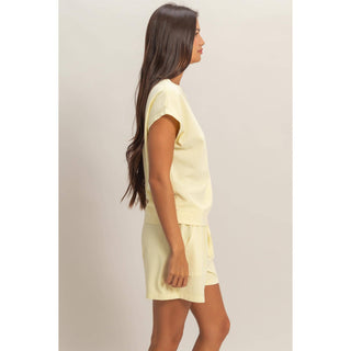 Sleeveless Crew Neck Top and Shorts Set