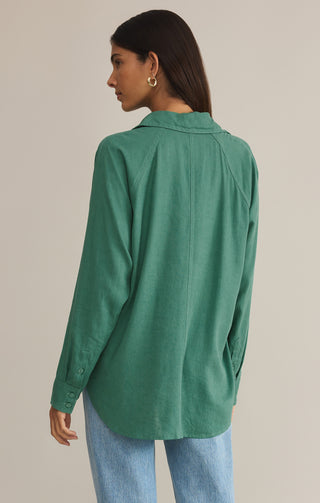 Z Supply The Perfect Linen Top Botanical Green