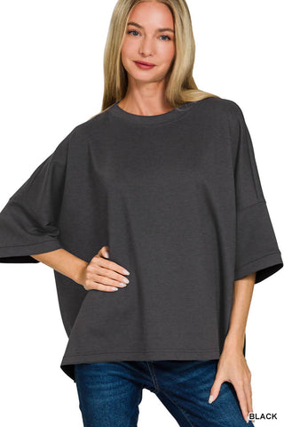 `Scuba Round Neck Top With Side Slits