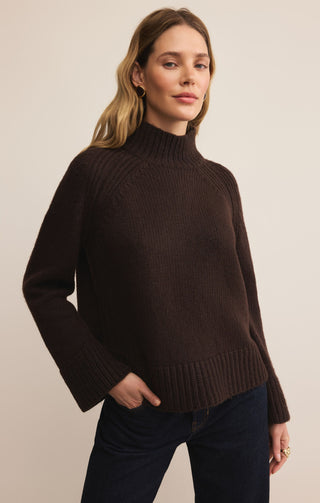 Z Supply Emerge Funnel Neck Sweater Chocolate Cherry