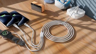 Nylon Mesh 3-in-1 Cable USB-C to USB-C, Iphone, Watch-6ft