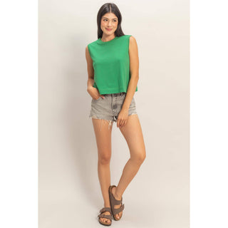 Sleeveless Crew Neck Top