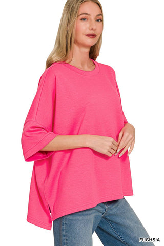 `Scuba Round Neck Top With Side Slits