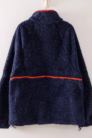 Contrast Trim Fleece Anorak Pullover