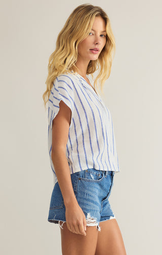 Paralell Button Down Top Palace Blue Z Supply