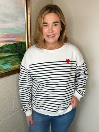 Heart Striped Sweatshirt