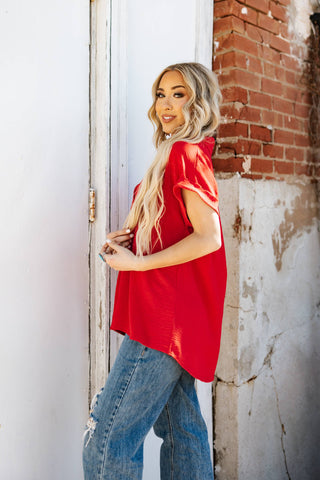 Pleated Button Woven Top