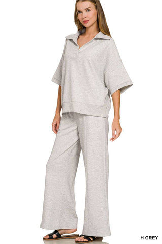 Scuba Collared Short Sleeve Pullover & Pants Set