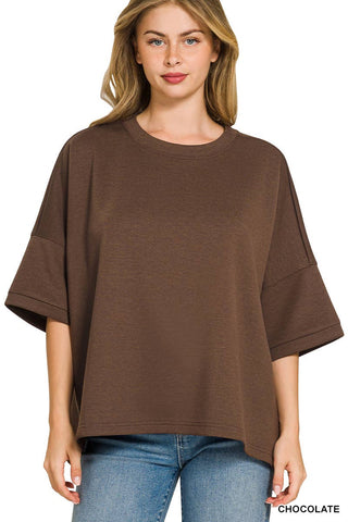 `Scuba Round Neck Top With Side Slits