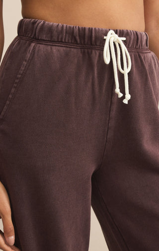 Z Supply Hunter Knit Denim Pant Chocolate Cherry