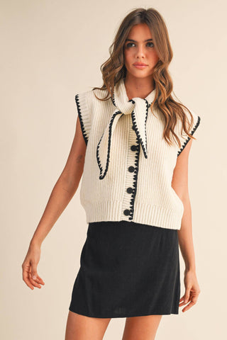 Tie Neck Sweater Vest