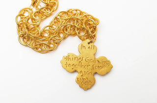 Hidden Truth 18in Double Gold Chain with Andrea Cross Necklace