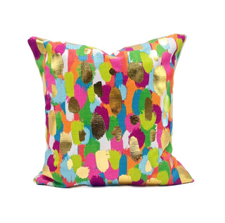 Gold Foil Colorful Paint Daubs Pillow