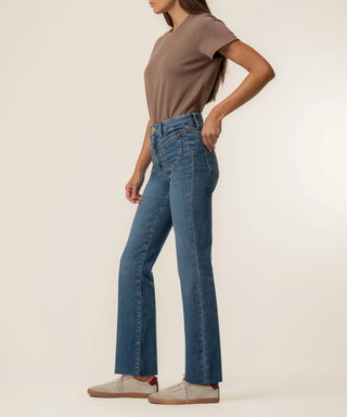 KUT FROM THE KLOTH Peak KELSEY HIGH RISE ANKLE FLARE FRT YOKE PKT RAW HEM