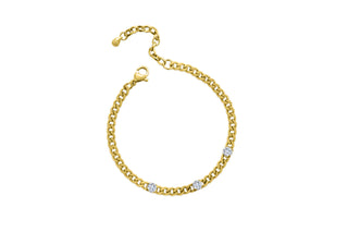 Isla Everyday Chain Bracelet - Petite Cuban w/ CZ  (Round Prong)- PVD Gold