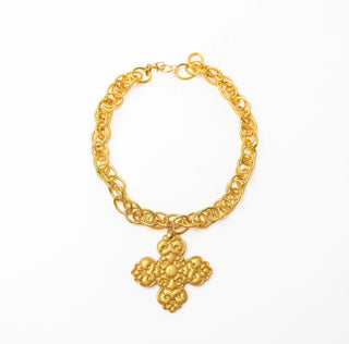 Hidden Truth 18in Double Gold Chain with Andrea Cross Necklace