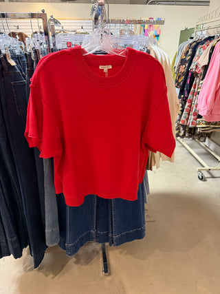Red Short Sleeve Sweater