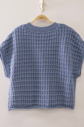 Waffle Texture Crop Cardigan in Chocolate