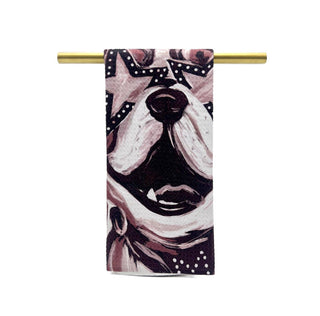 Preppy Maroon Bulldog Tea Towel