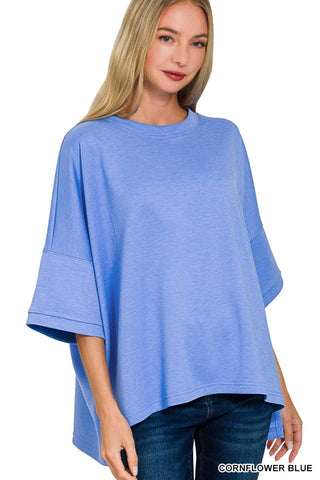`Scuba Round Neck Top With Side Slits