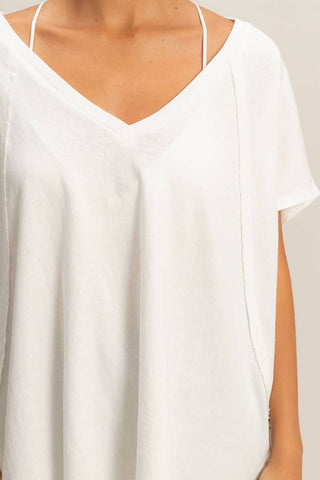Oversized V-Neck Mineral Washed Top