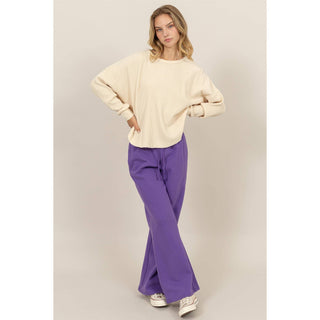 Mid-Rise Drawstring Wide Leg Pants
