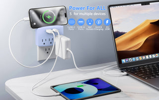 Charging Outlet with Shelf – 3 AC, 2xUSB-C & 1xUSB-A Ports
