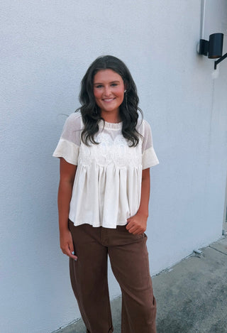 Mesh Applique Cotton Top