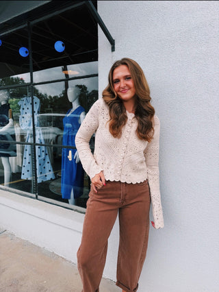 Z Supply Cressa Cropped Crochet Cardigan - Natural