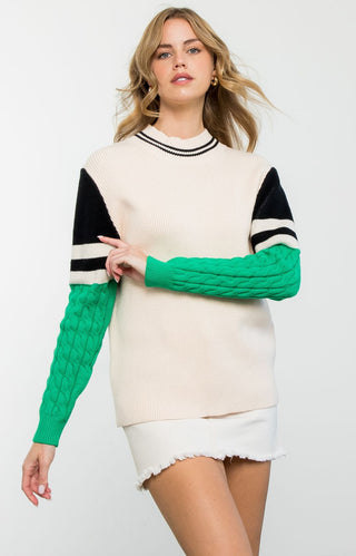 THML Colorblock Sleeve Knit Sweater