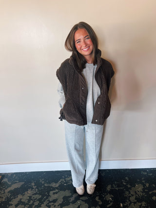 Cozy Sherpa Vest Jacket with Tie-Up Side Details
