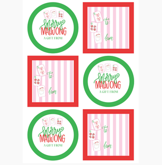 Merry Mahjong Christmas Gift Stickers | Set of 12