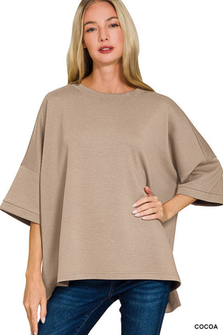 `Scuba Round Neck Top With Side Slits