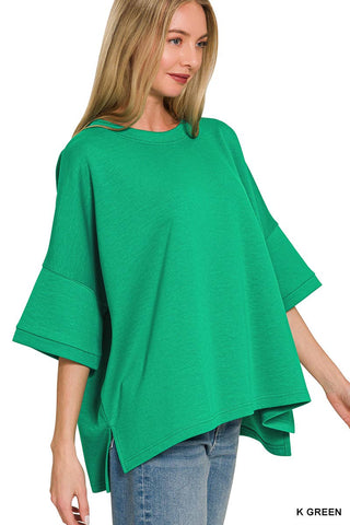 `Scuba Round Neck Top With Side Slits