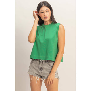 Sleeveless Crew Neck Top