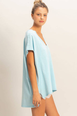 Oversized V-Neck Mineral Washed Top