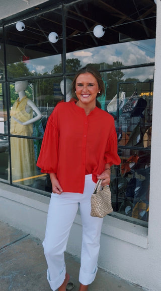 Red 3/4 Sleeve Top