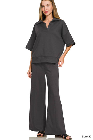 Scuba Collared Short Sleeve Pullover & Pants Set