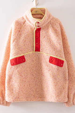 Contrast Trim Fleece Anorak Pullover