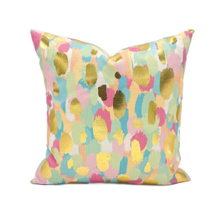 Gold Foil Pastel Paint Daubs Pillow