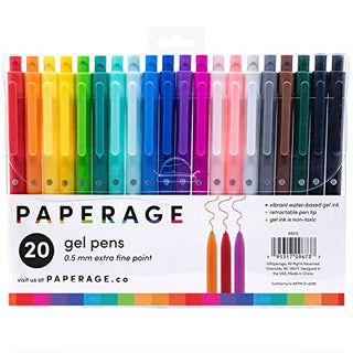 PAPERAGE Retractable Gel Pens 20 Pack