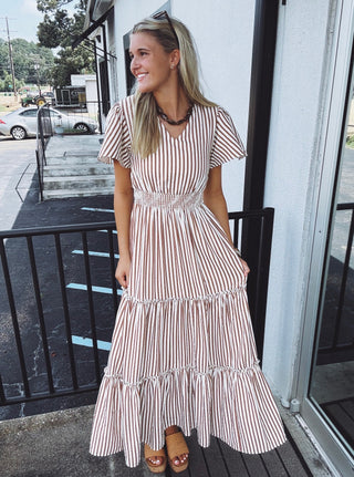 The Eden Dress in Cafe Stripe