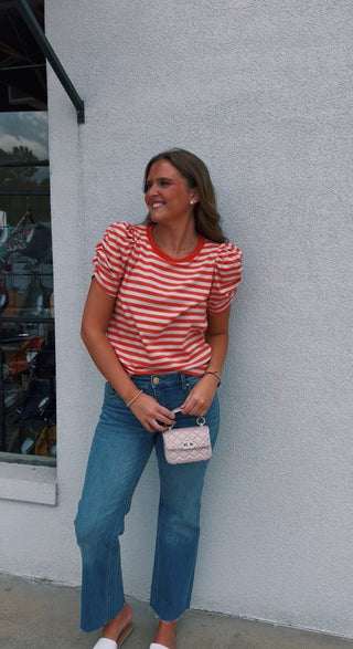 Orange Striped Top