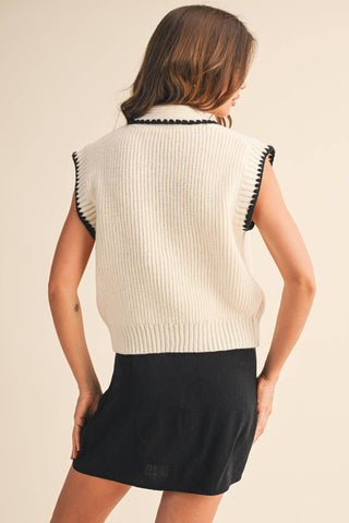 Tie Neck Sweater Vest